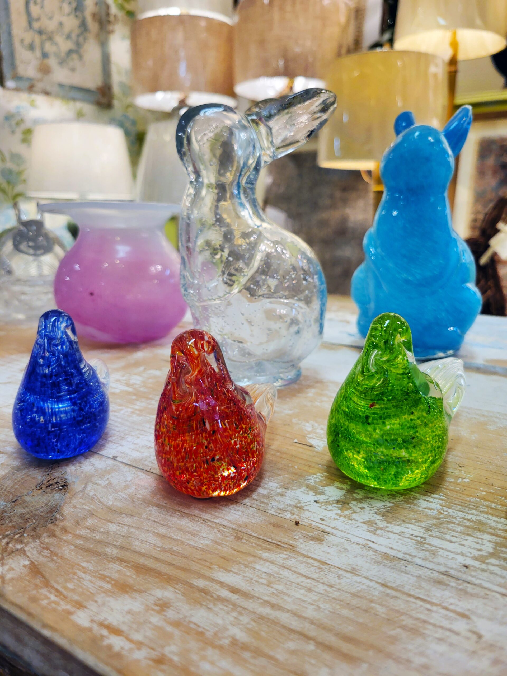 glass bunnies and chicks